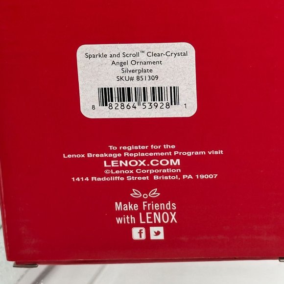 Lenox Angel Ornament Sparkle And Scroll Crystal Clear Christmas Silverplated - Picture 8 of 10